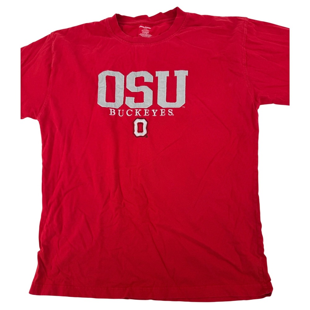 OSU Buckeyes Ohio State Stitched T Shirt Mens Large  Pro Edge‎ Cotton Tee